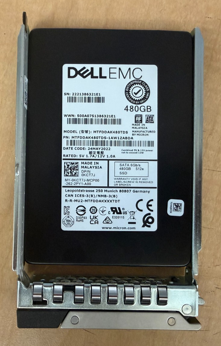 Dell 480GB 2.5" SATA SSD MTFDDAK480TDS KCT7J