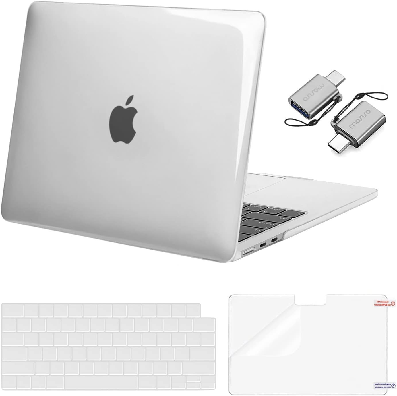 Lightweight MacBook Air Hard Case with Keyboard Cover & USB Adapter - 2022-2026