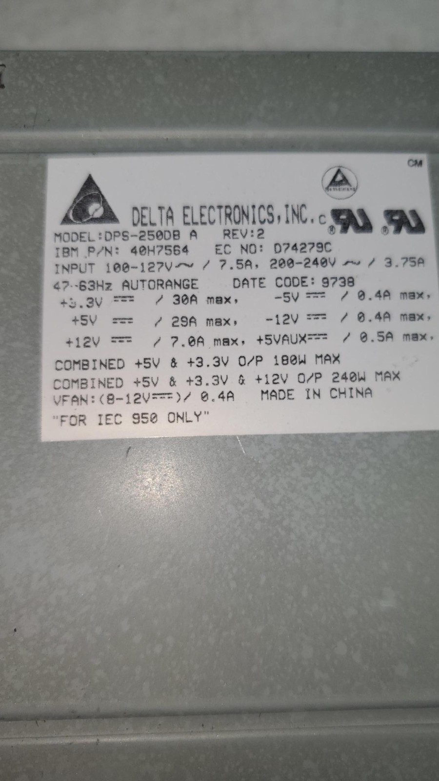 DPS-250DBA delta electronics inc 240W power supply