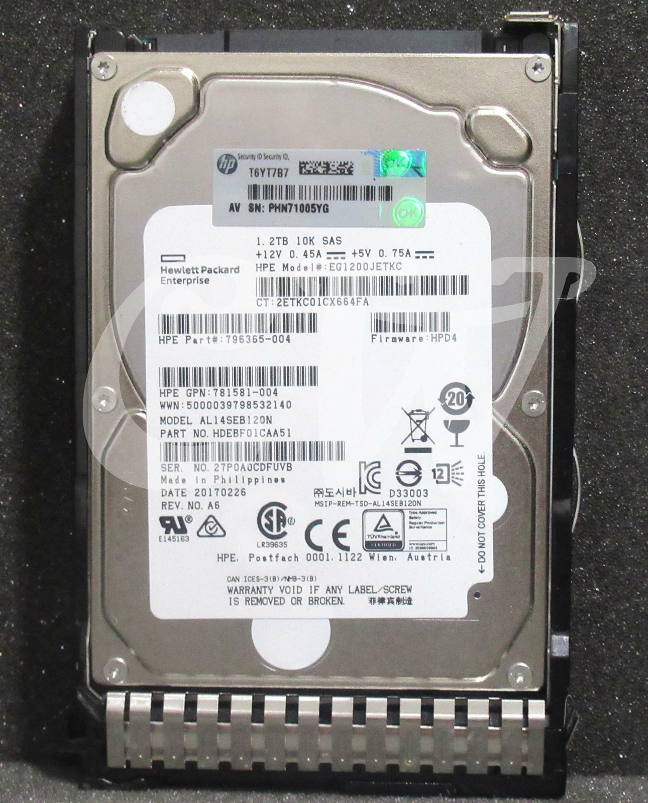 HPE 781578-001 781518-B21 1.2TB 10KRPM 12Gb 2.5" SAS Hard Drive Refurbished