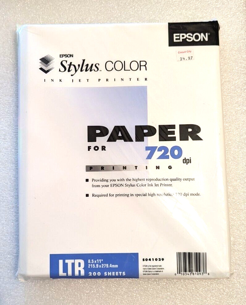 Epson Stylus Paper S041029 Ink Jet Super Mode 720 dpi 8.5 x 11", 200 Sheet