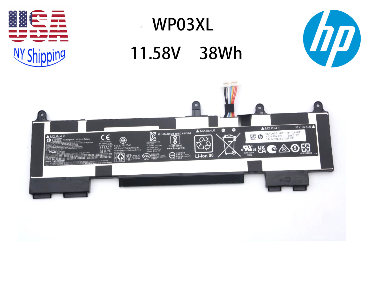 NEW Genuine 38Wh WP03XL Battery For HP Split X2 13-M000 ZBook Firefly 16 G11 OEM