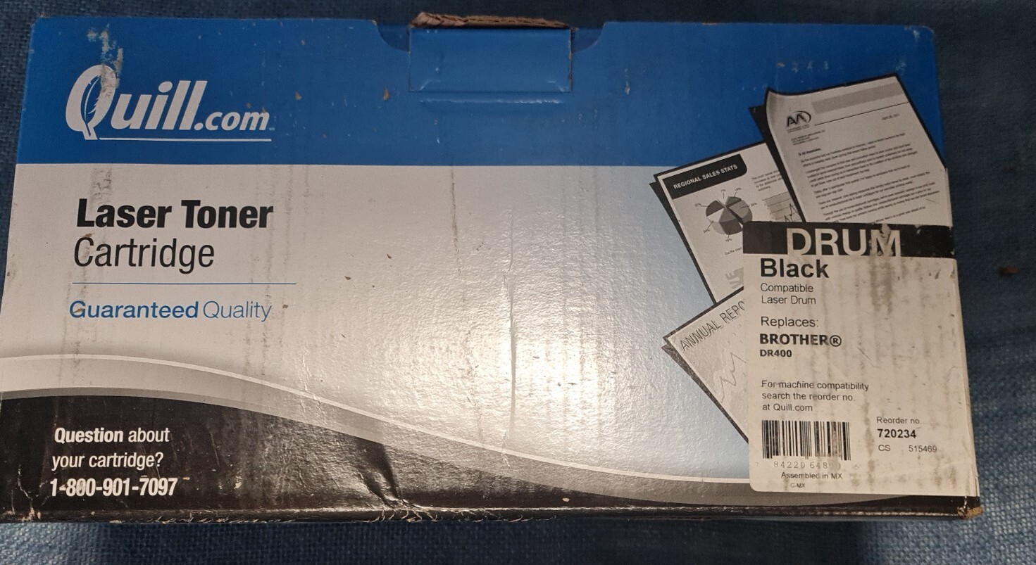 QUILL LASER TONER  CARTRIDGE 720234 BROTHER DR 400 BLACK  NEW & SEALED