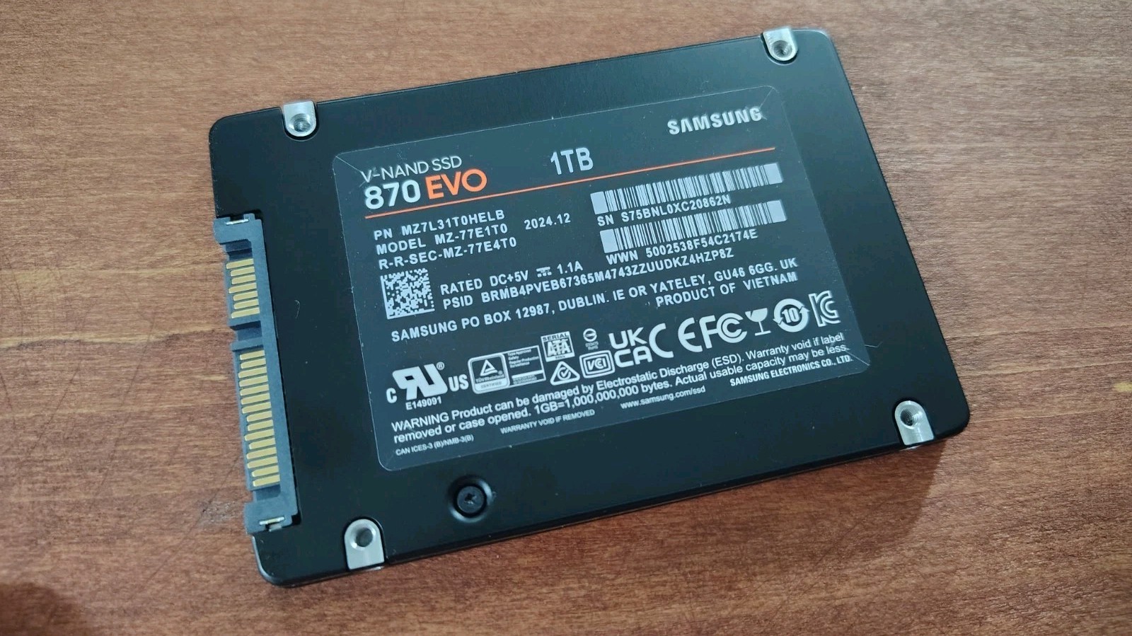 Samsung 870 EVO 1TB, 2.5 inch Internal SSD - ‎MZ-77E1T0B/AM