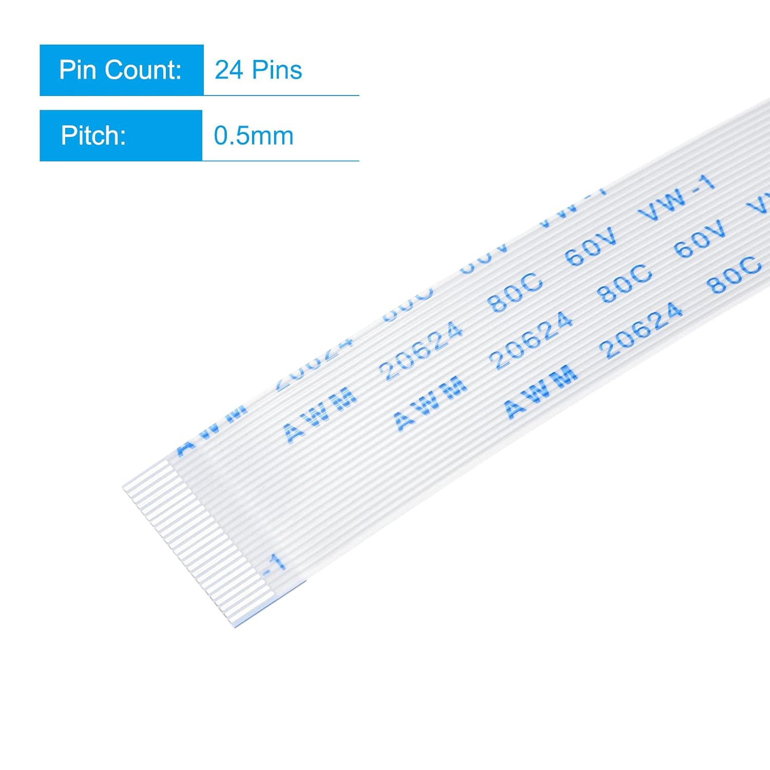 FFC FPC Flat Flexible Cable, 24 Pin 0.5Mm Pitch 300Mm Long (A Type) for LCD 3...