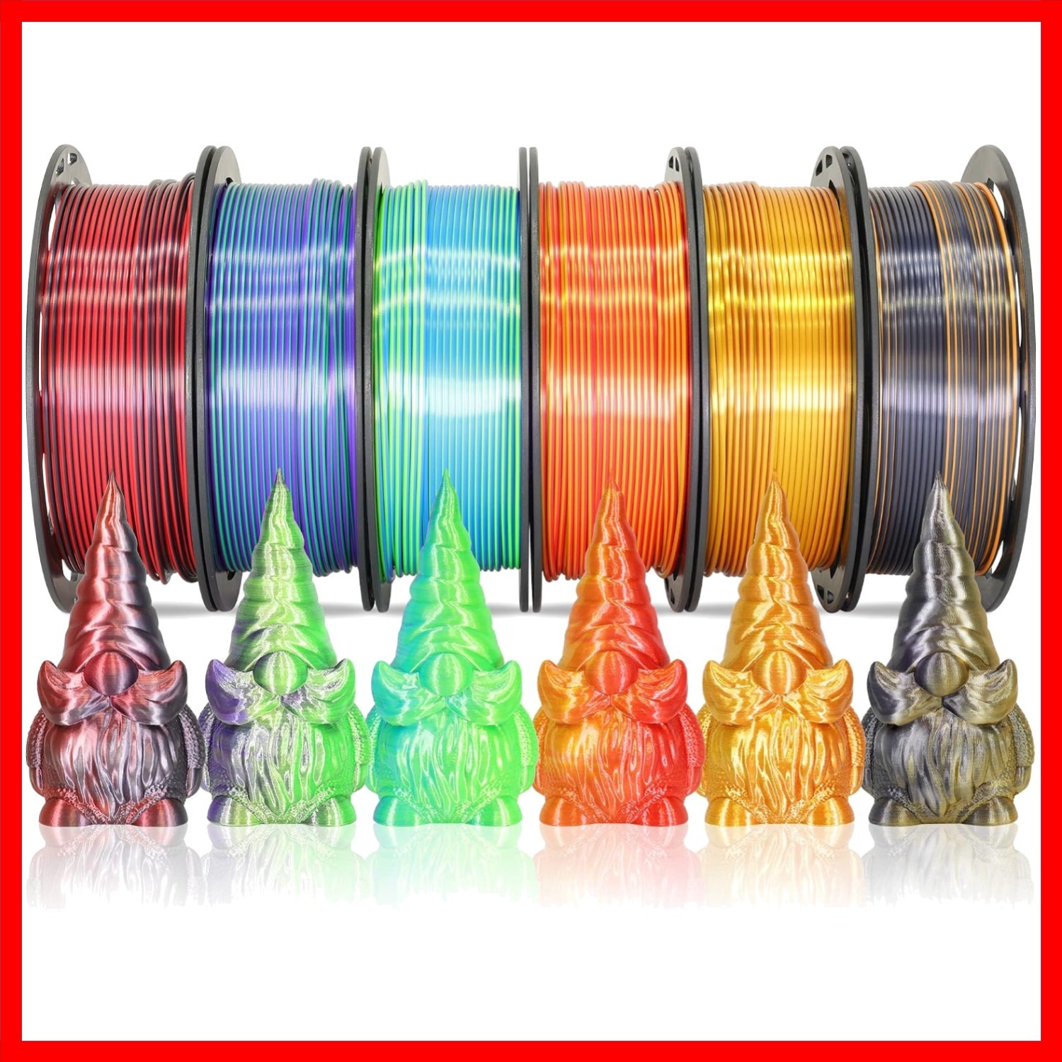 Elegant 6-Scoil 3D Printing Silk PLA Filament Bundle - Perfect Dual Color Set