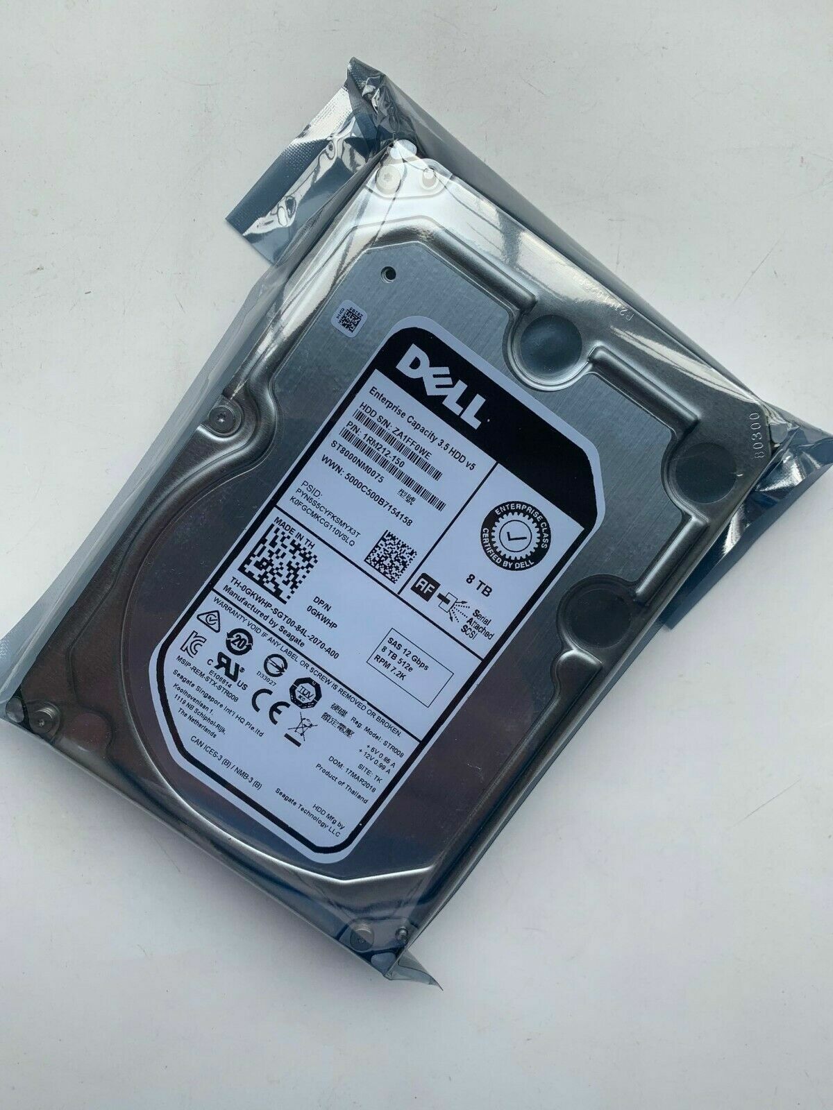 DELL GKWHP 0GKWHP ST8000NM0075 8TB 7200RPM 256MB SAS 12Gb/s 3.5" Hard Drive
