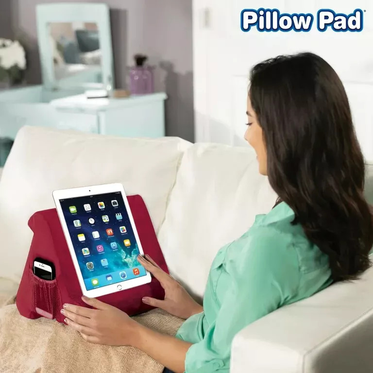 ONTEL BURGANDY PILLOW PAD TABLET STAND 3 VIEWING MULTI-ANGLE SOFT -  BURGUNDY