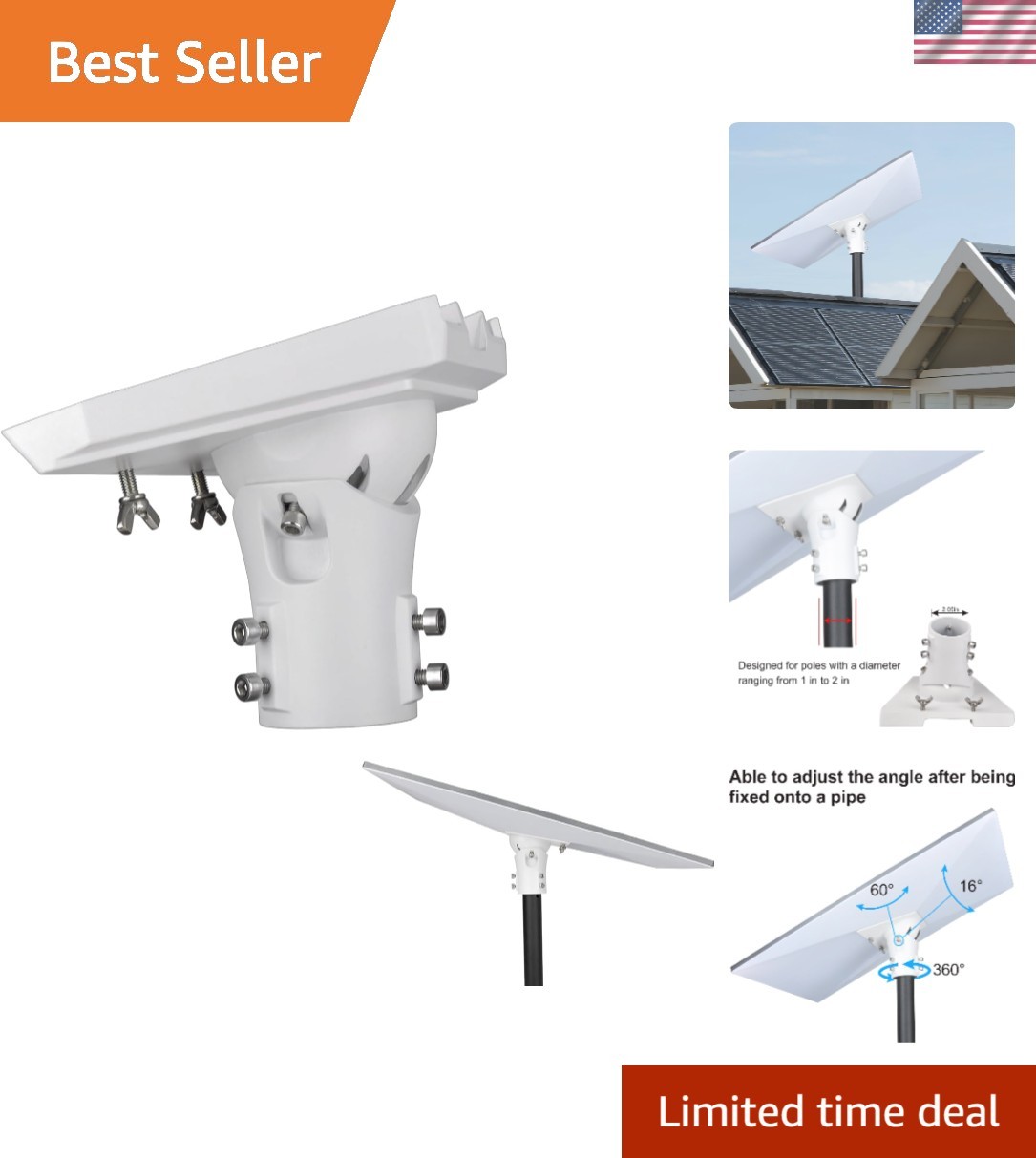 Weather-Resistant Starlink Mount for Optimal Signal - Fits 1-2 Inch Poles