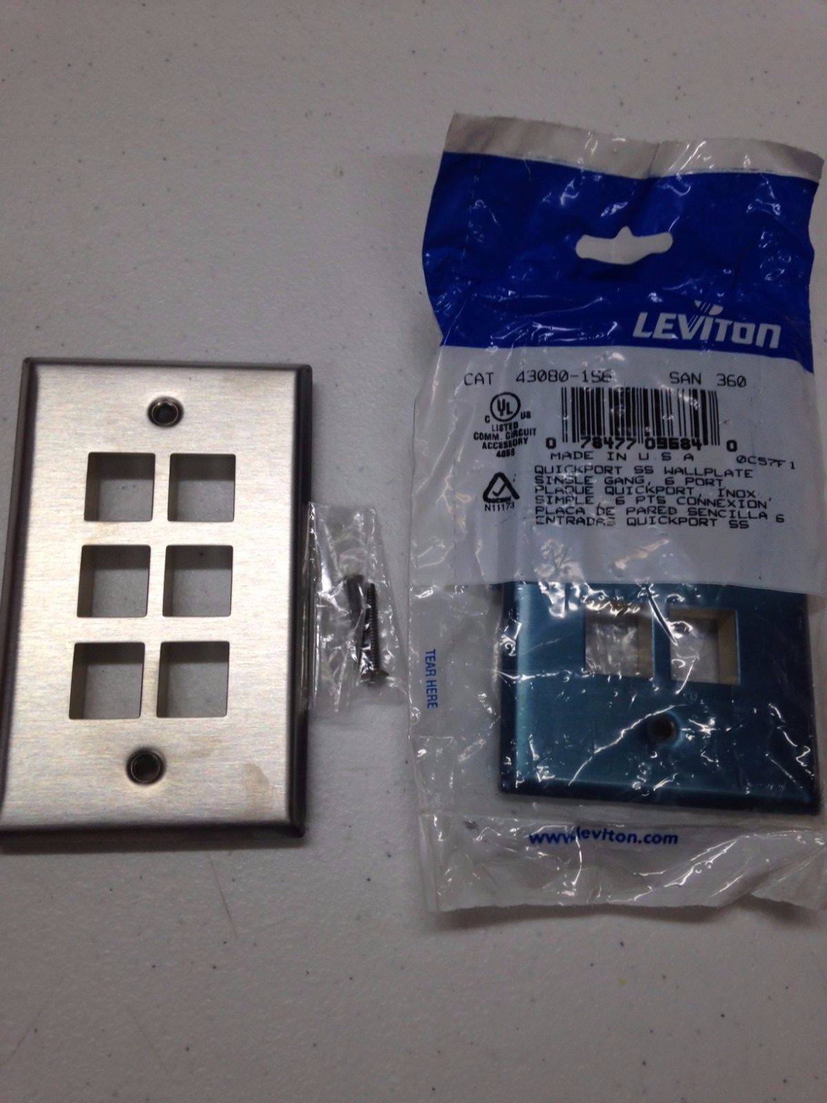 Leviton Quickport Stainless steel 43080-1S6 cover plate