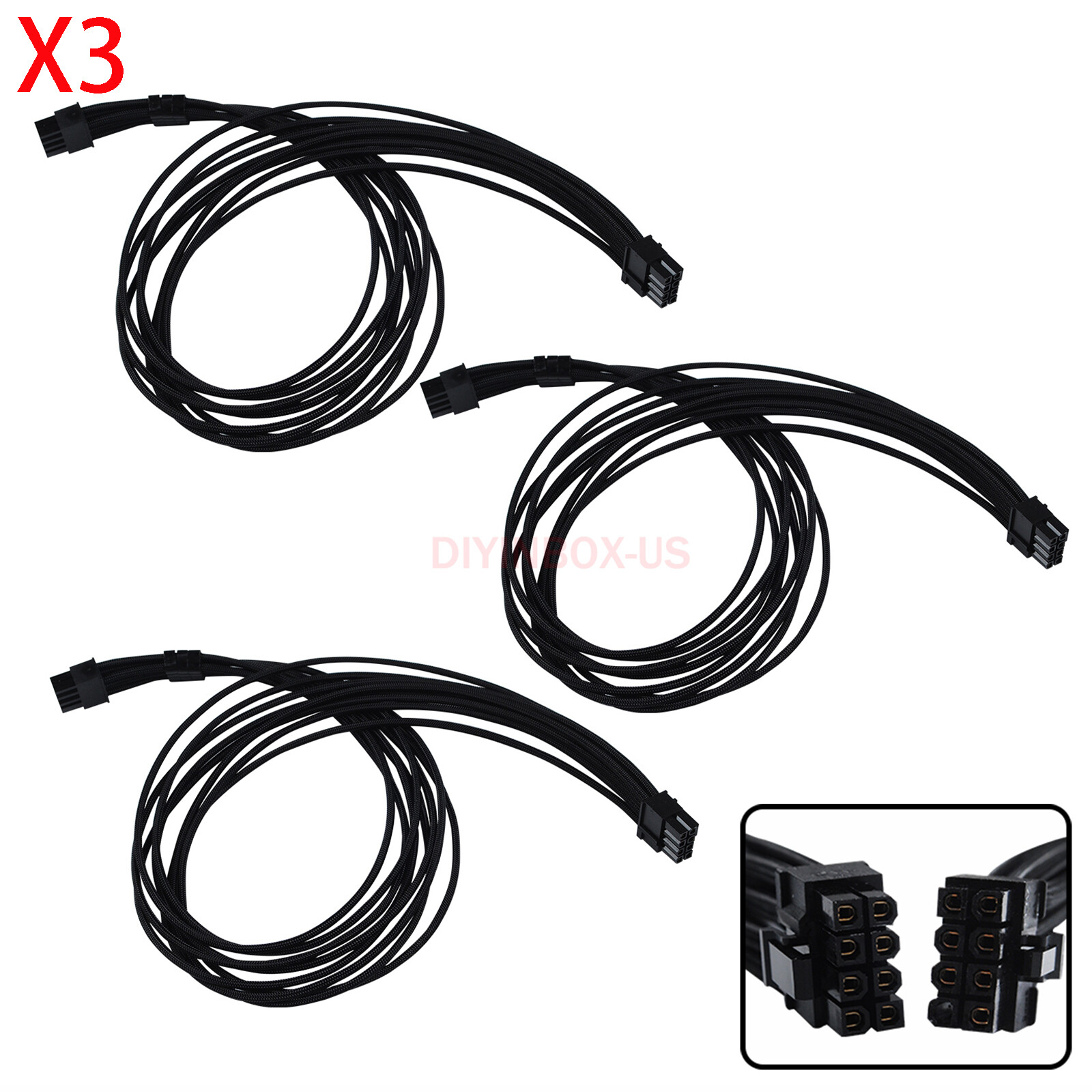 3-pcs 8pin Graphic Card GPU Power Cable For Seasonic & EVGA Series RTX 3080 60cm