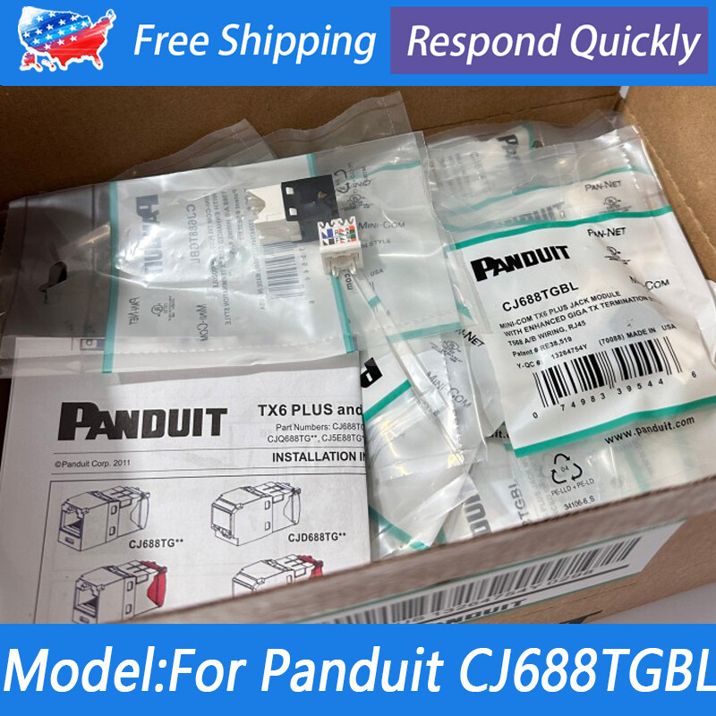 NEW Fits Panduit Giga TX Cat6 jack Black CJ688TGBL BOX OF 100. 