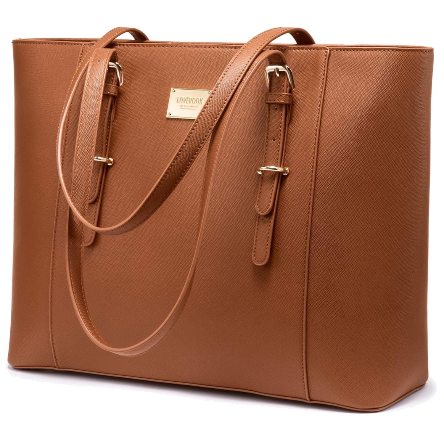 Chic 15.6-Inch Laptop Tote Bag for Women - Eco-Friendly PU Leather Briefcase
