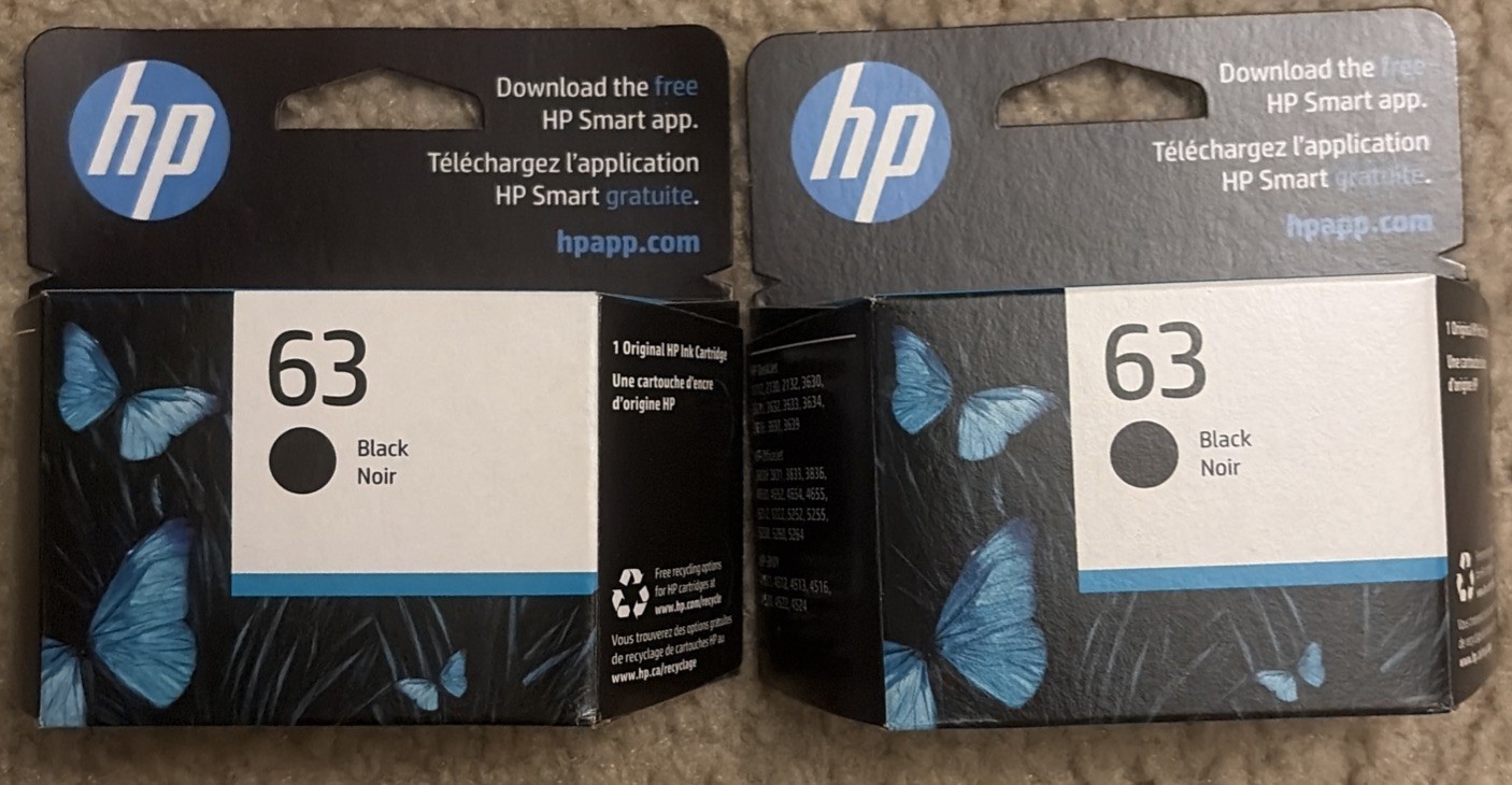 July 2027:  New Genuine HP 63 2-Pack Black Ink Cartridge