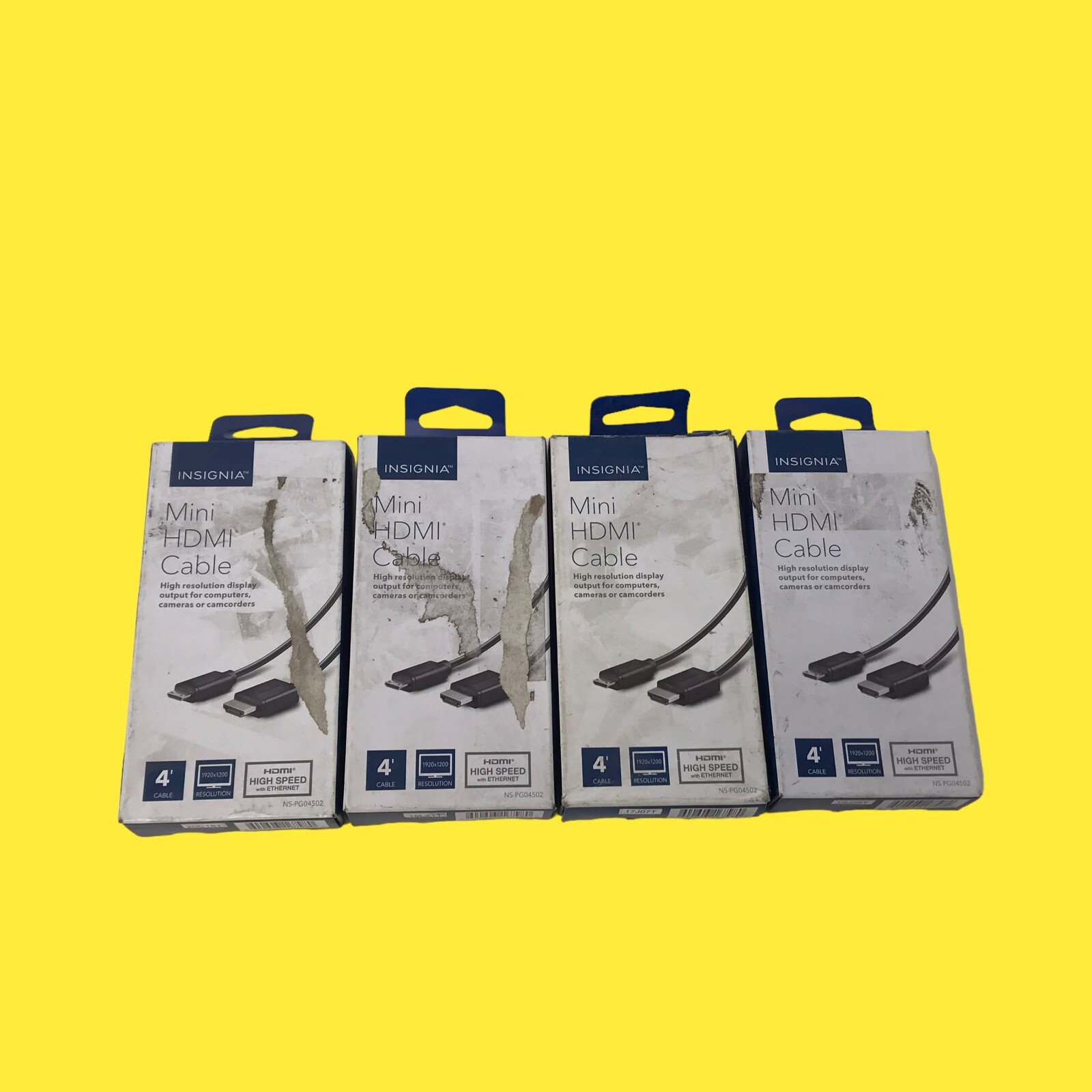 Lot of 4 Insignia 4' High-Speed HDMI Male to Mini HDMI Male Cable #271 Z65/31
