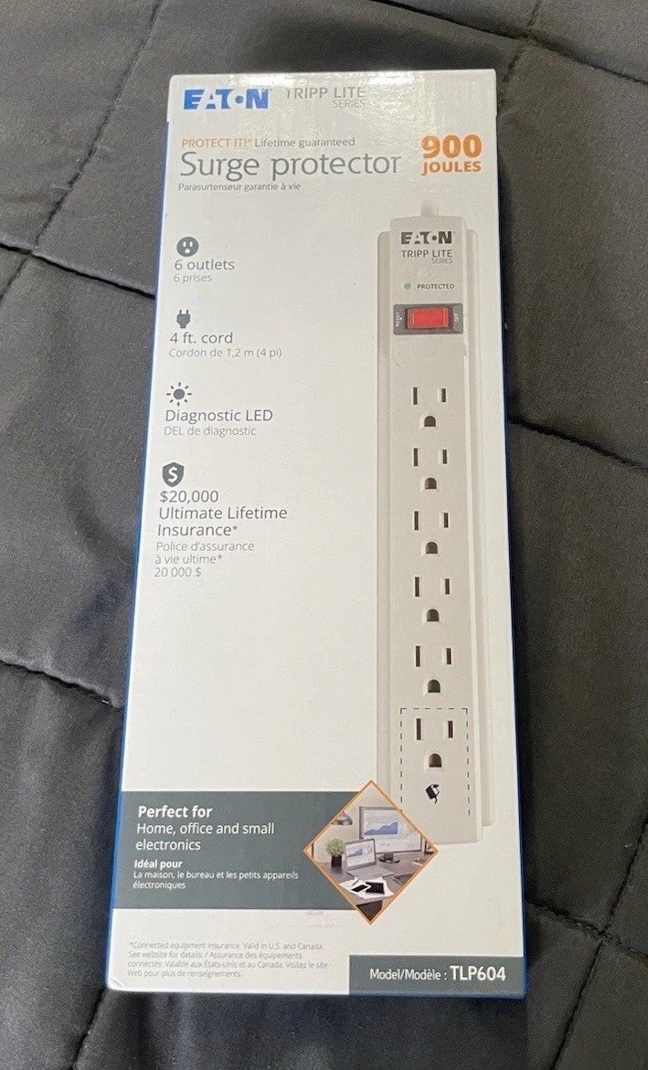 Tripp Lite TLP604 Surge Protector Lifetime Warranty 4ft Cord