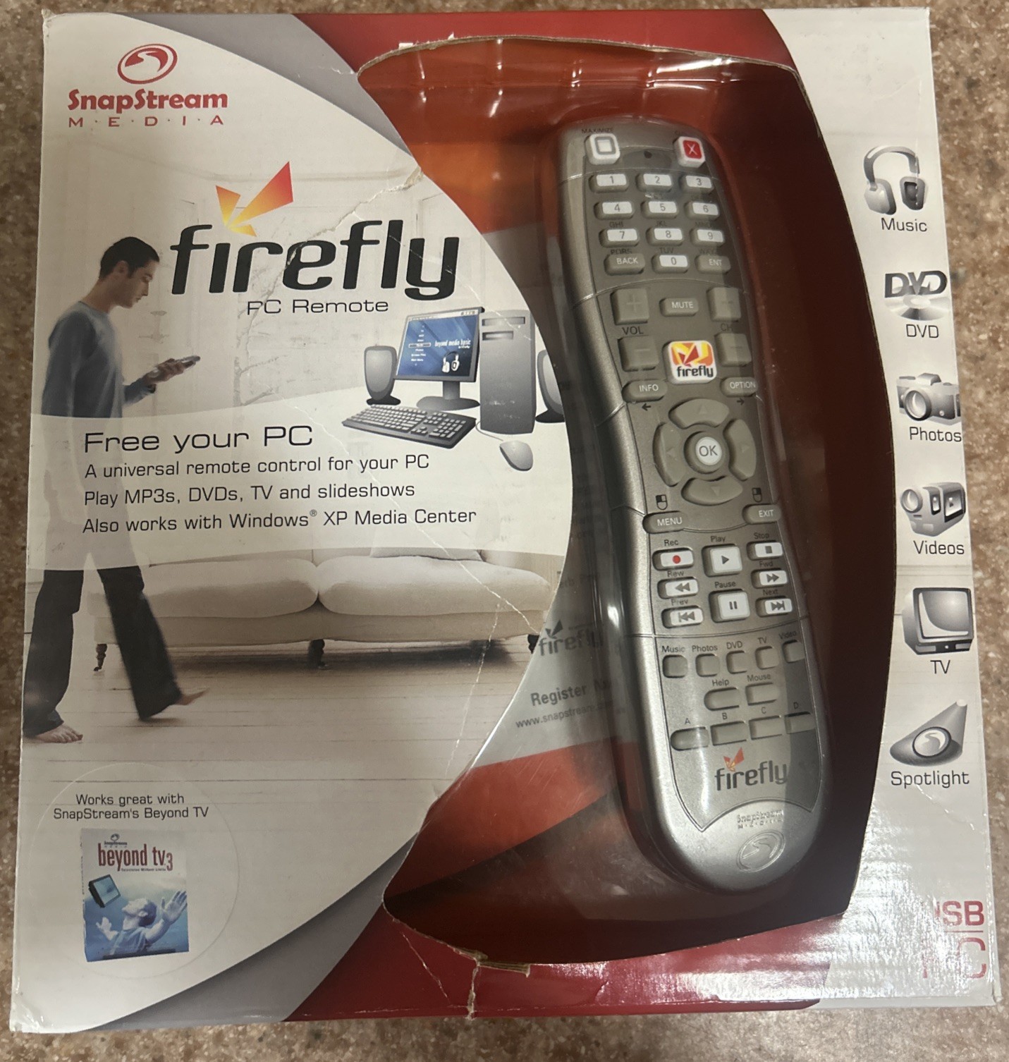 SnapStream Media Firefly Remote for PC, USB, Receiver, Users Guide, Install CD