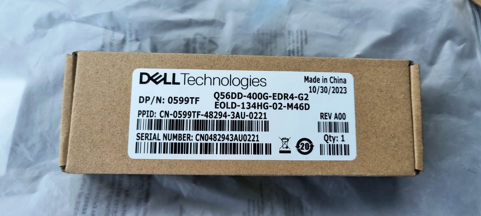 Dell 0599TF Q56DD-400G-EDR4-G2 Transceiver -599TF *New*