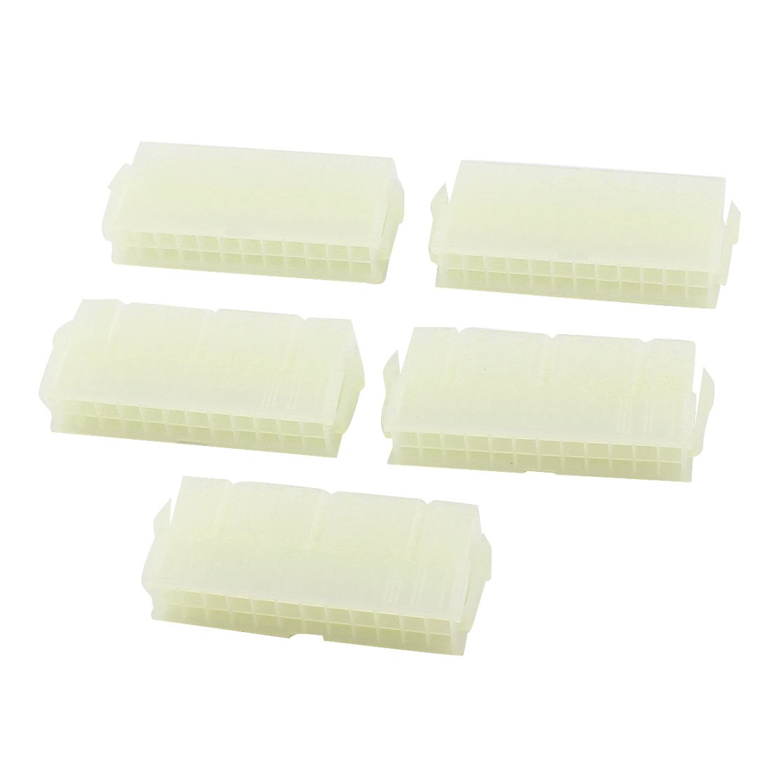 5 Pcs Beige Plastic 24 Pin Female Power Supply Connector TX Adapter