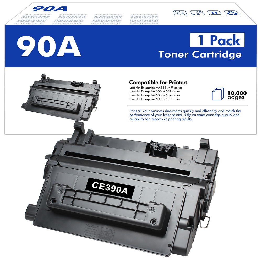1-4PK CE390A 90A Black Toner Cartridge for HP LaserJet M4555f M4555fskm M4555h