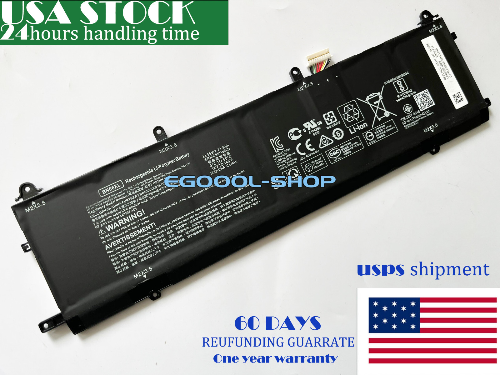 NEW L68299-005 - GENUINE HP X660 15 6C 72Wh 3.16Ah Battery BN06XL BN06072XL