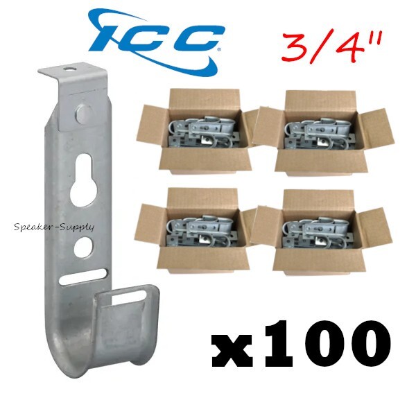ICC 100 Pack 3/4" J-Hook Lip Ceiling Mount Route Cat5 Cat6 Cable Lot ICCMSJH922