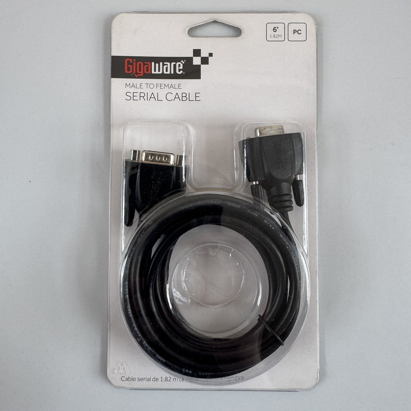 GigaWare 6ft 1.82m DB9 Male to Female Serial Cable for PC Modem Scanner