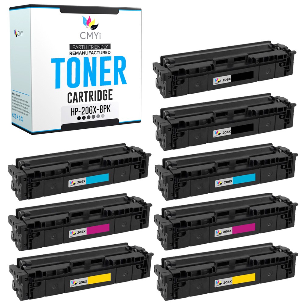 CMYi 8-Pack Replacement 206X Cartridges for HP Color LaserJet Pro M255dw M255nw