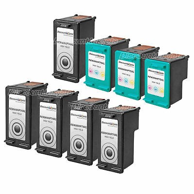 8PK Reman #74XL #75XL for HP CB336WN CB338WN Ink PhotoSmart C4250 C4225