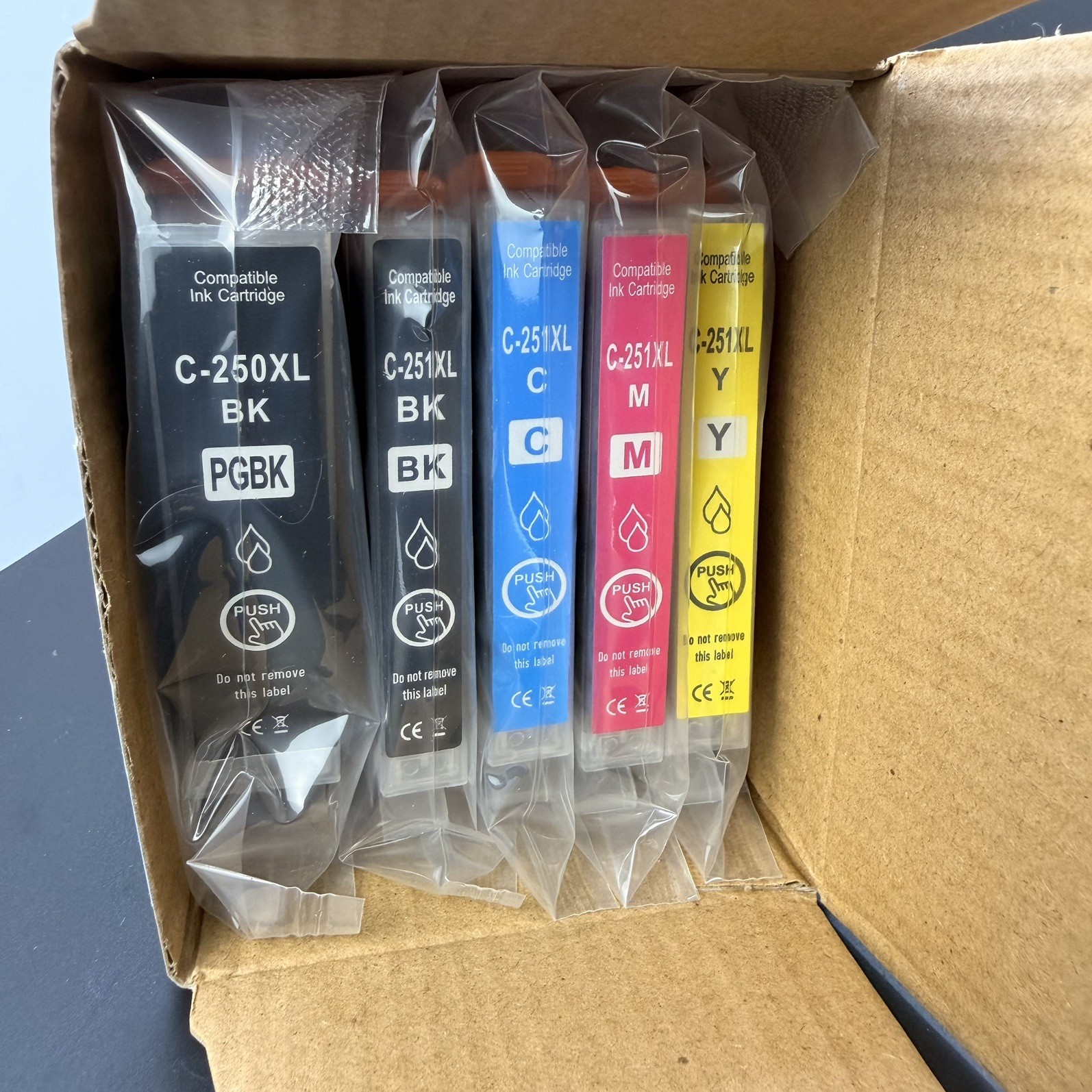 Compatible Canon 250XL Black 251XL Black Cyan Magenta Yellow Ink Cartridge 4 Pk
