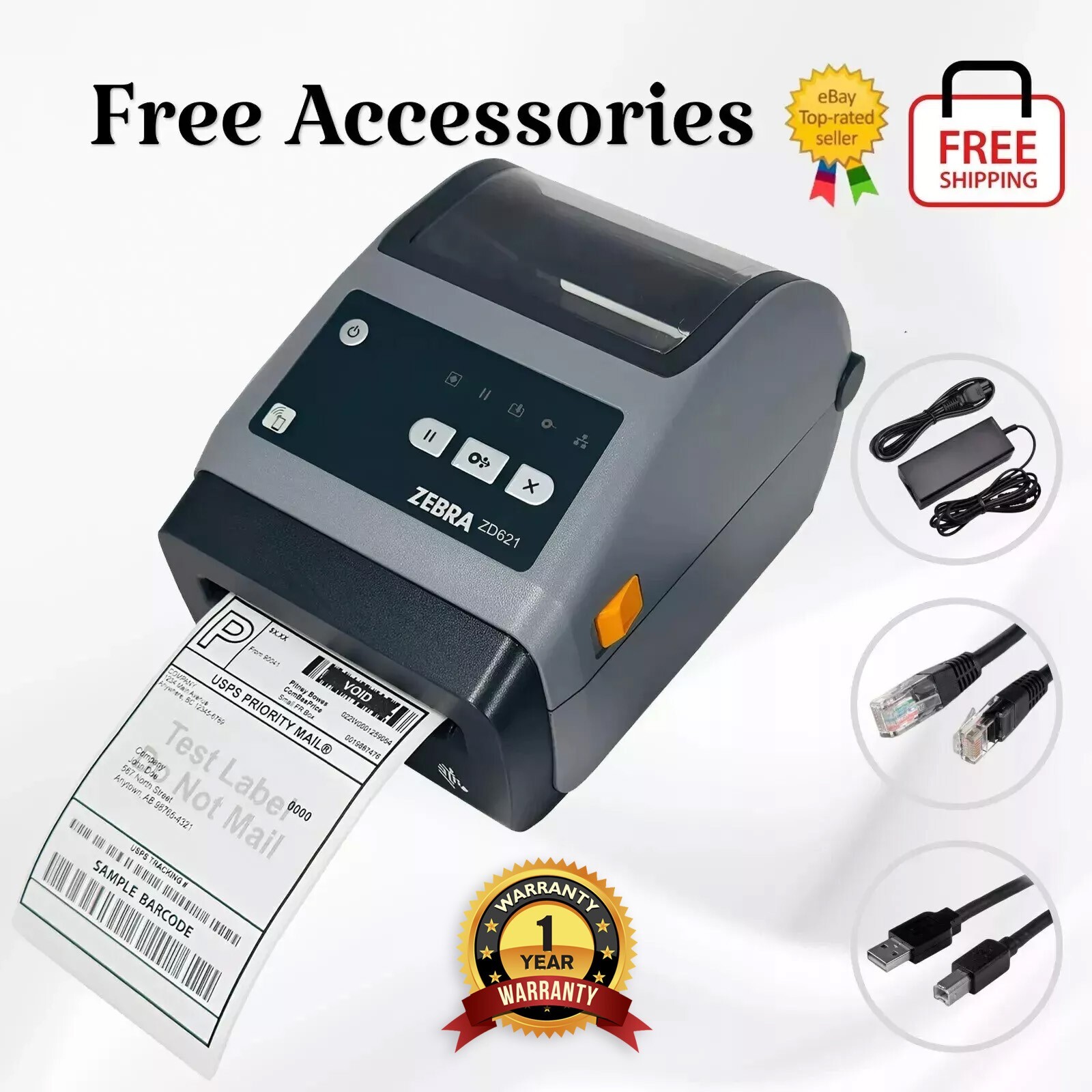 Zebra ZD621 Direct Thermal Label Printer Cutter USB LAN BT 🔥 Expertly Serviced