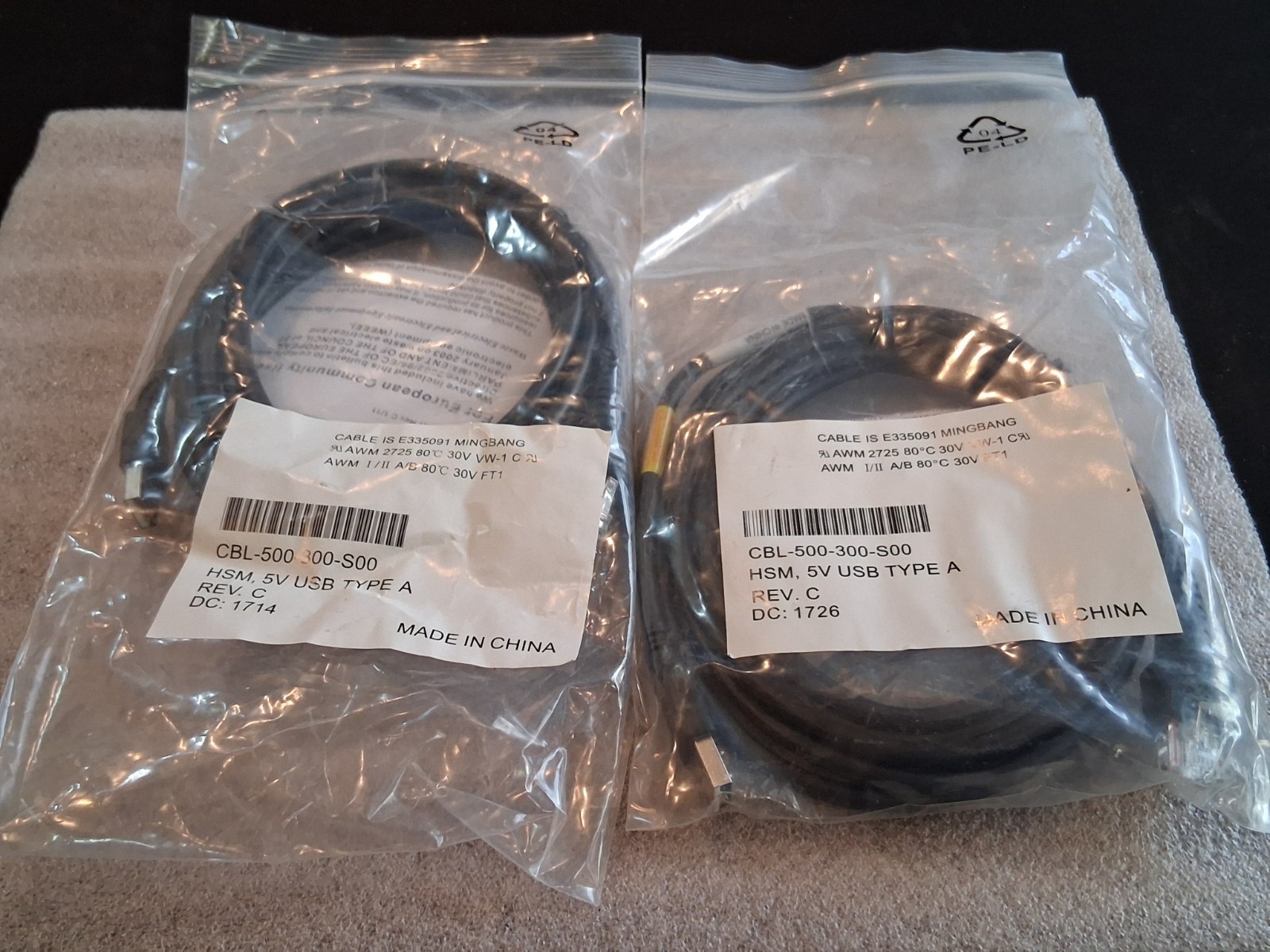 Lot of 2 Honeywell CBL-500-300-S00 USB Cable