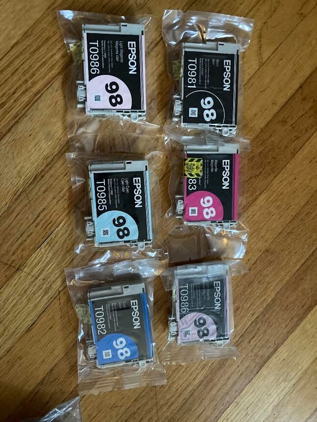 New 6 x Epson 98 Black/Cyan/Light Cyan/Magenta/Light Magenta Ink Jet cartridges