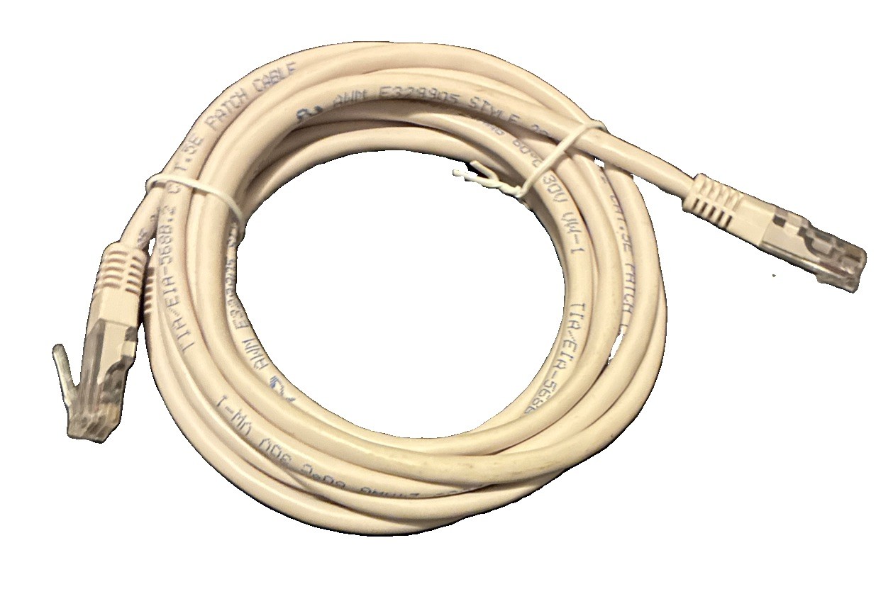Ethernet Network Cable RJ45 Male to Male White 7 ft