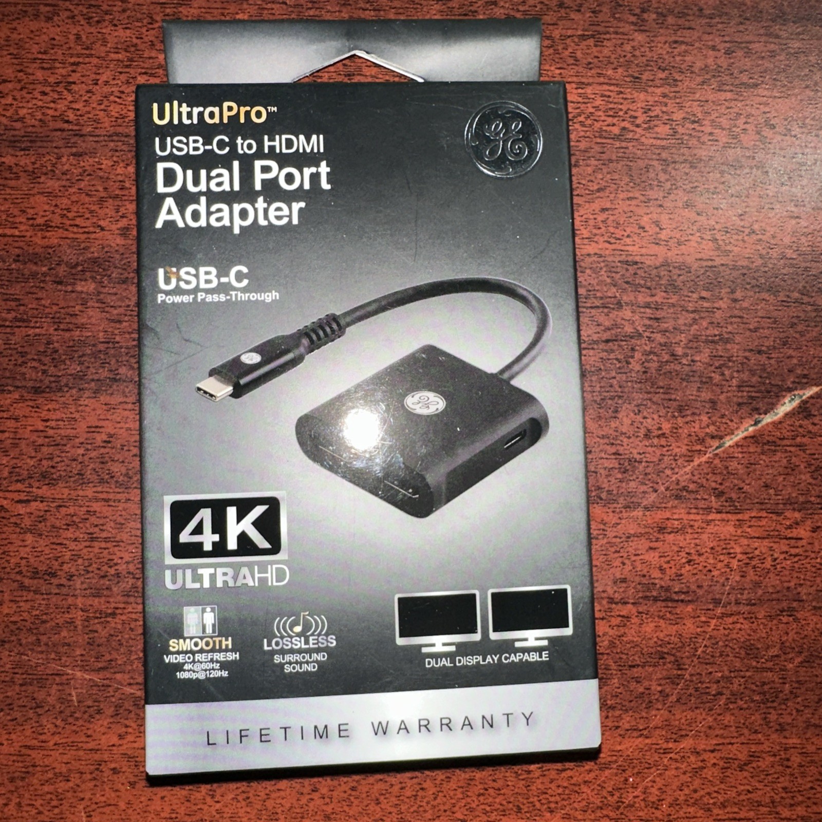 NEW GE ULTRAPRO USB-C to Dual Port HDMI Adapter, BLACK, 4K, UltraHD