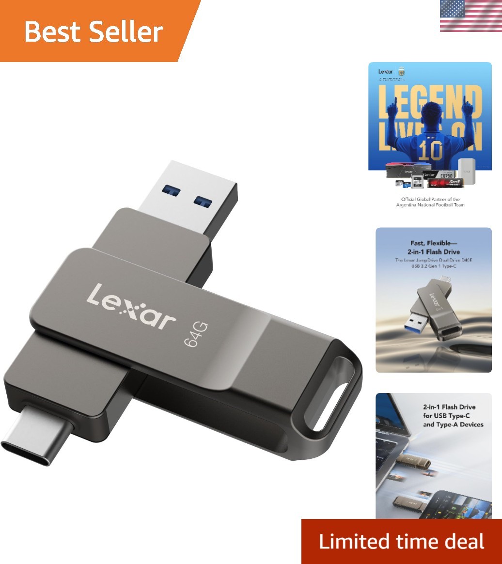 64GB Titanium Grey Dual Connector USB Drive - Secure & Effortless File Access