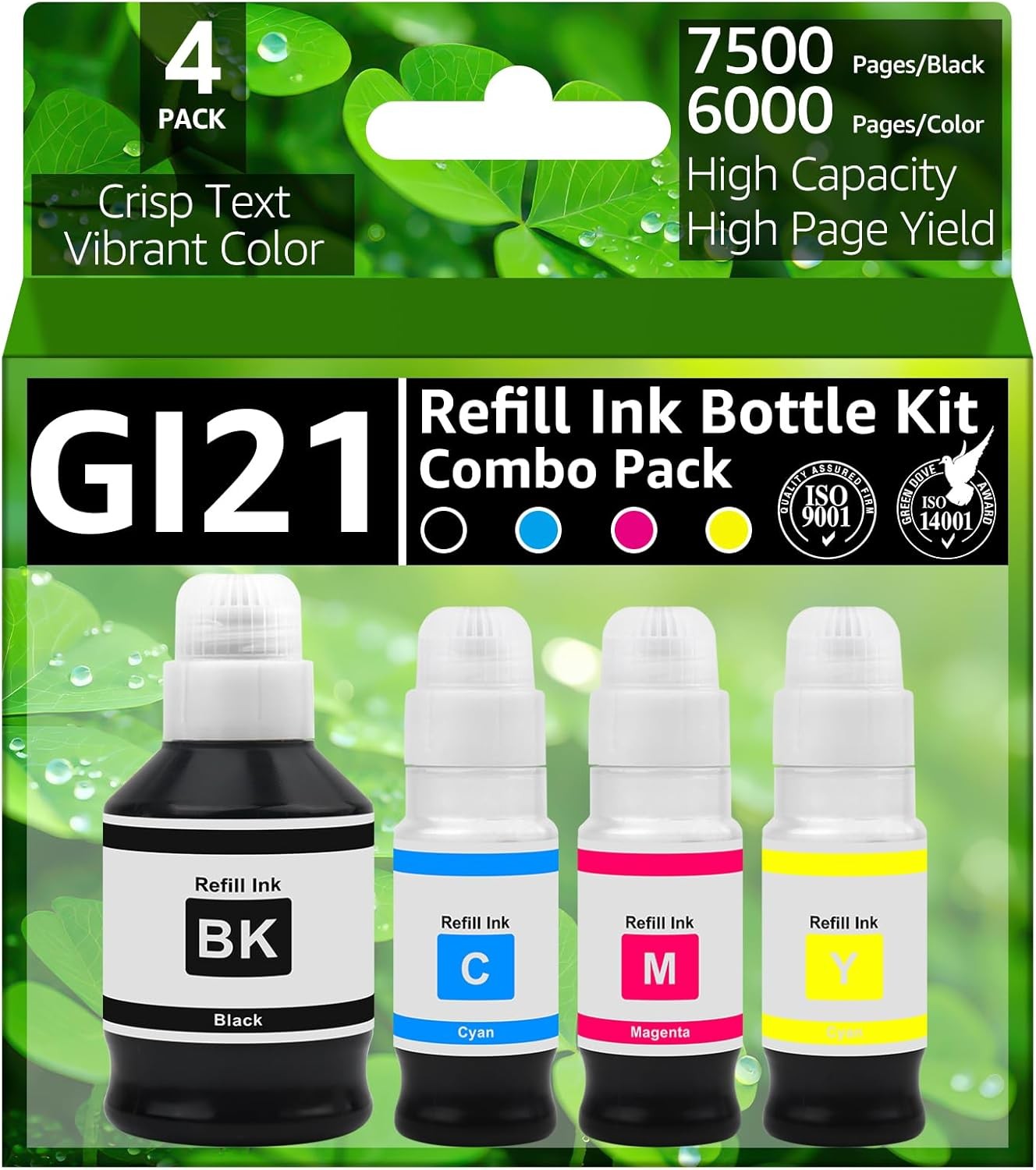 4Packs GI-21 Ink Refill Bottles for Canon 21 GI21 PIXMA G3260 G3270 G3290 G3272