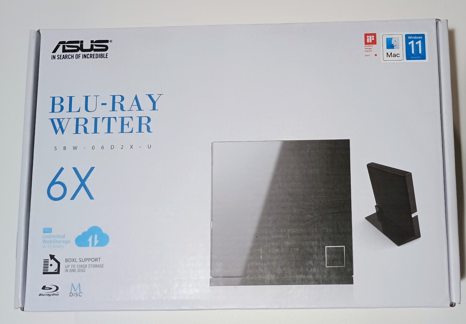 Asus External SBW-06D2X-U Blu-ray Writer (6X) / DVD Burner - BDXL Support - READ