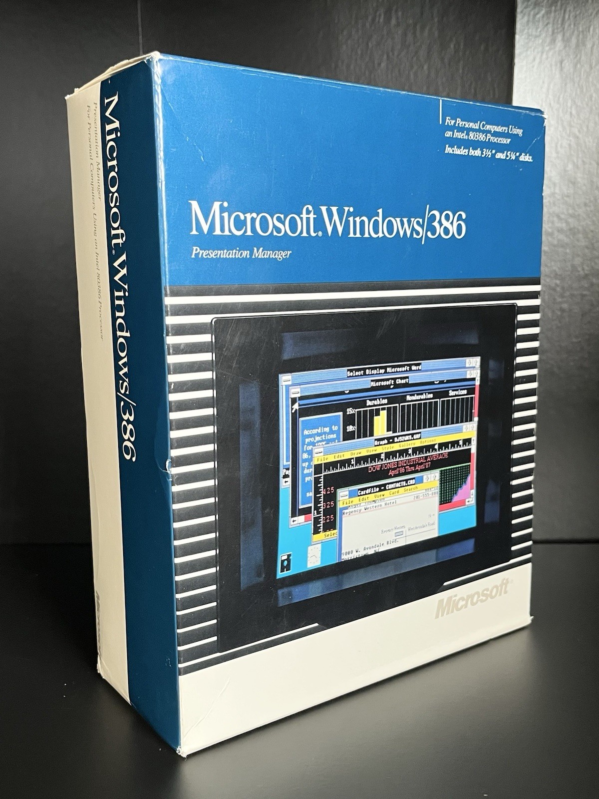 1988 Big Box Microsoft Windows/386 Version 2.1 SEALED Manuals - 11 Floppy Disks