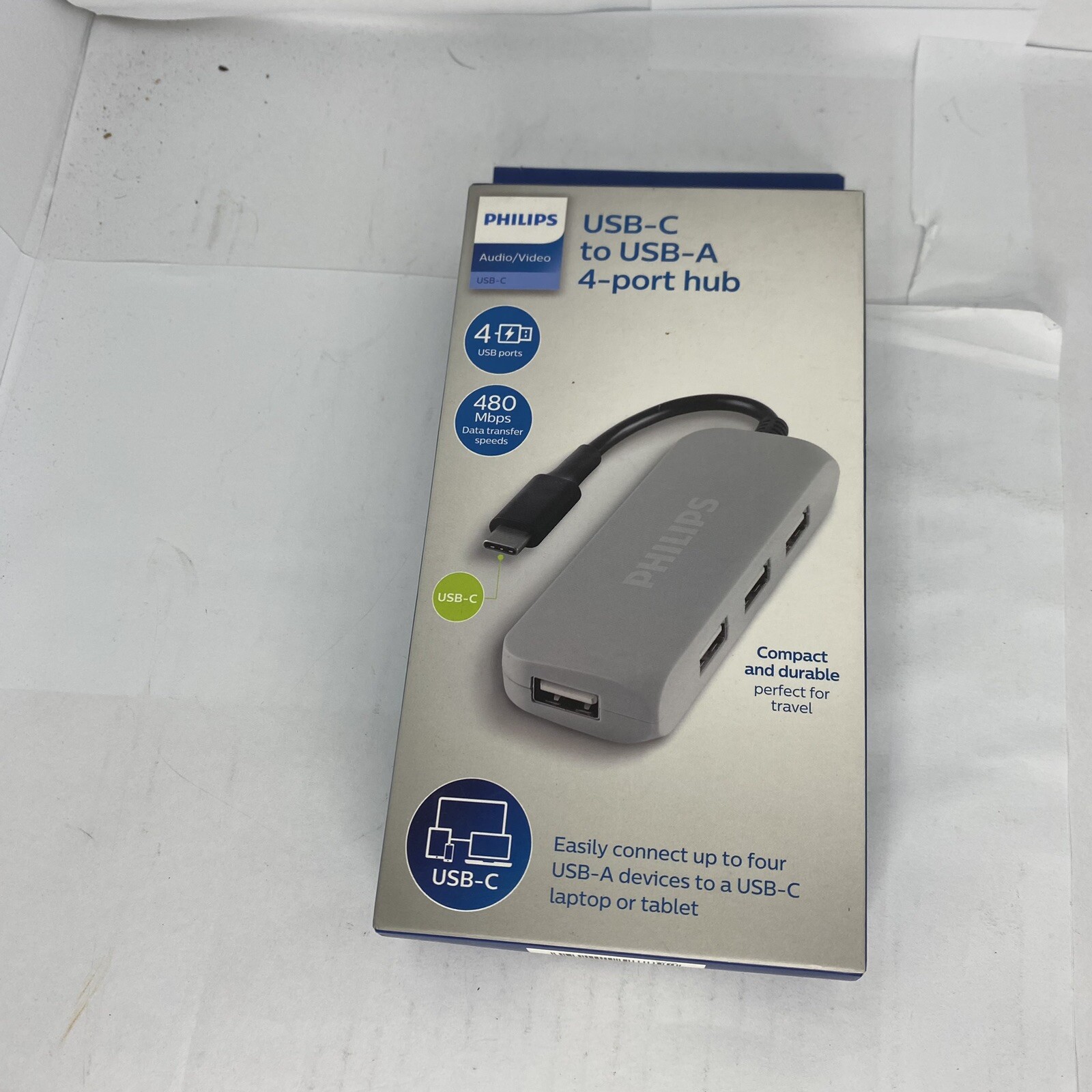 Philips DLK9320C/27 USB-C To USB-A 4 Port Hub Audio/Video 480 Mbps Brand New