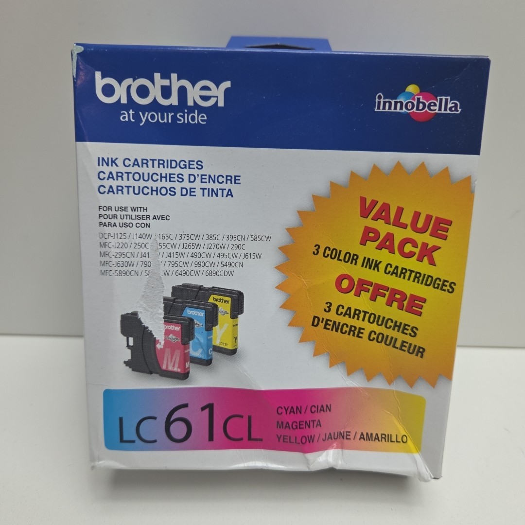 NEW OEM - BROTHER LC61CL COLOR INK CARTRIDGES - CYAN MAGENTA YELLOW SEALED 2027