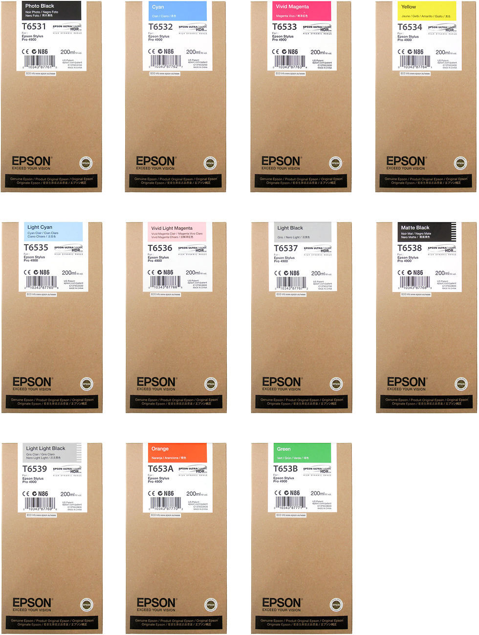 Genuine Ink EPSON Stylus Pro 4900 / T6531 T6532 T6533 -T6539 INK Cartridge