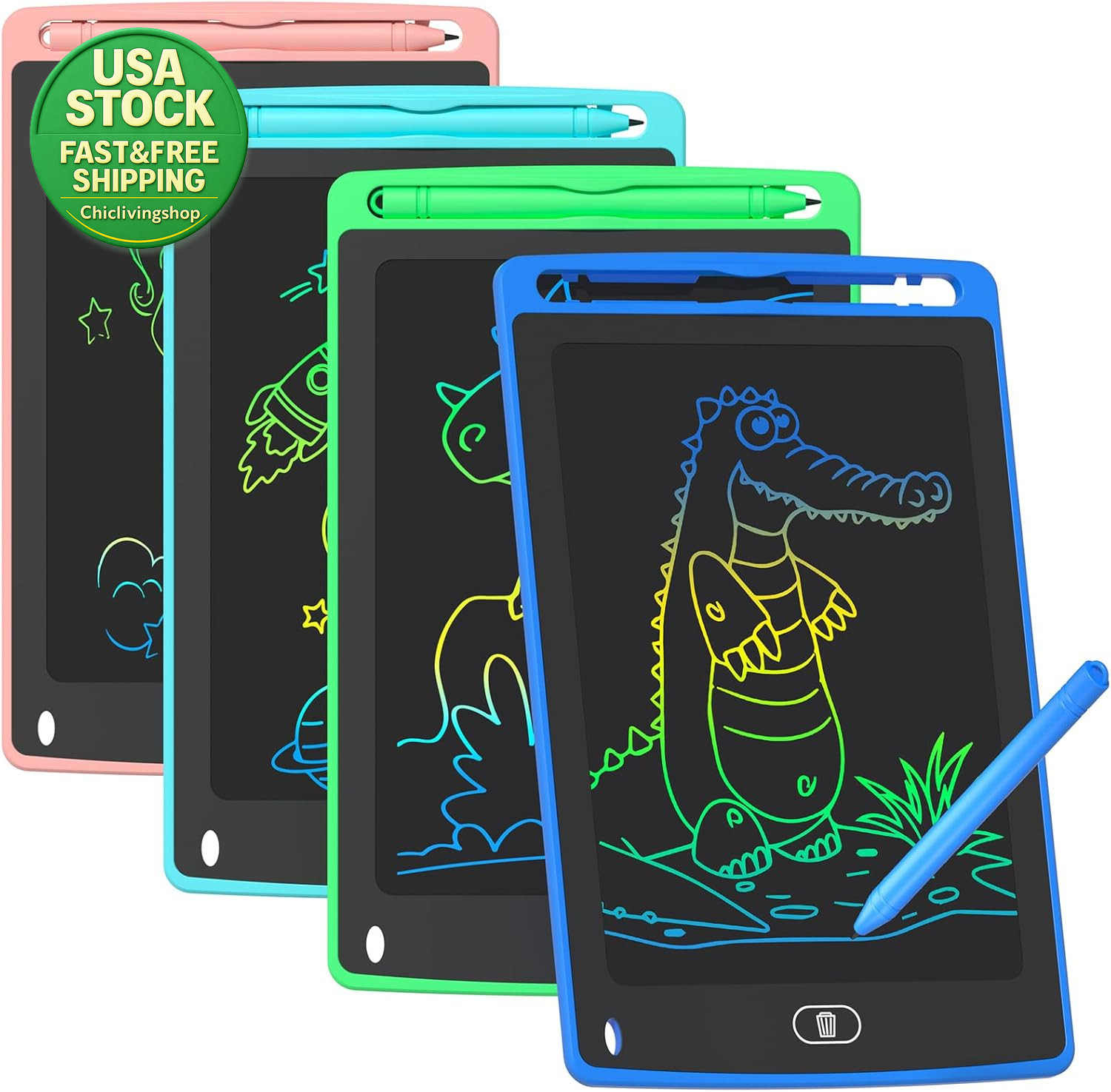 4 Pack LCD Writing Tablet 8.5 Inch Colorful Doodle Board Kids