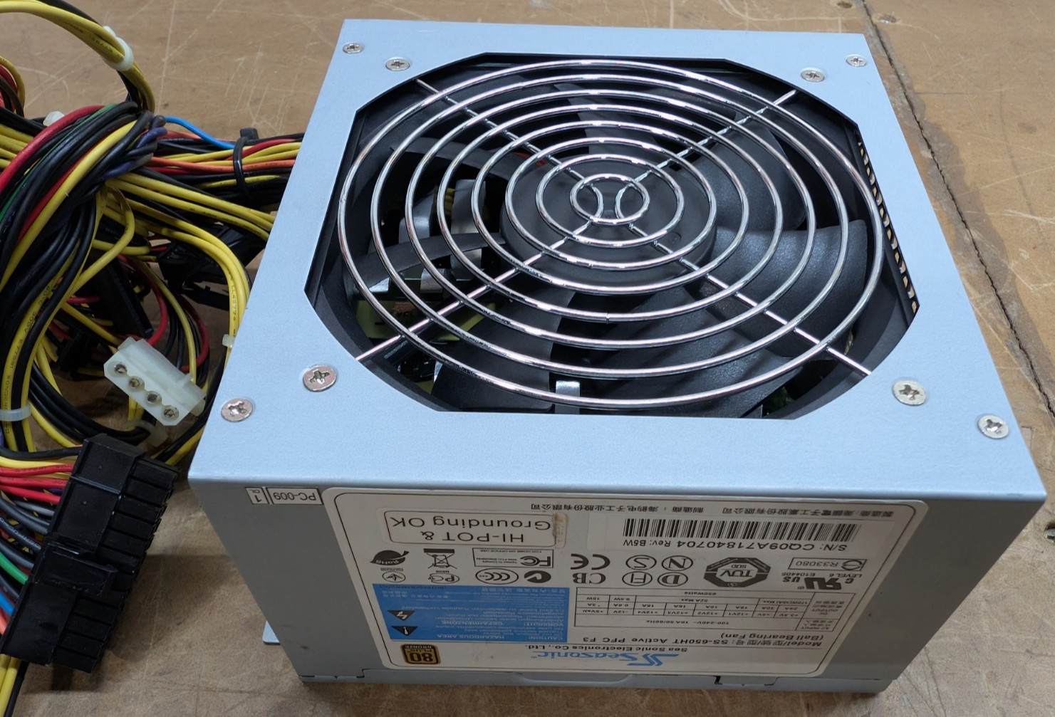 Seasonic Power Supply PSU SS-650HT 650W 80 Plus Bronze Ball Bearing Fan Silver
