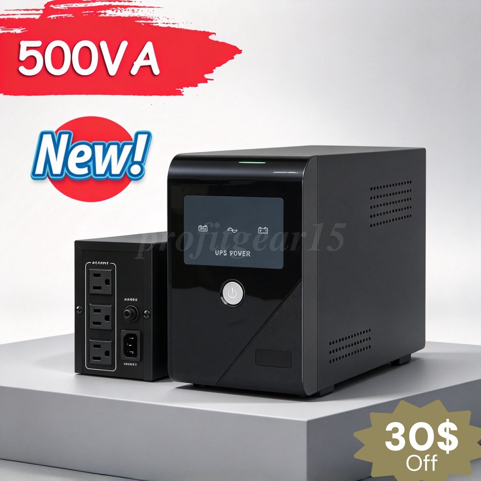 500VA/300W Backup UPS Power Supply with 3 Outlets Ideal for Home and Office Use