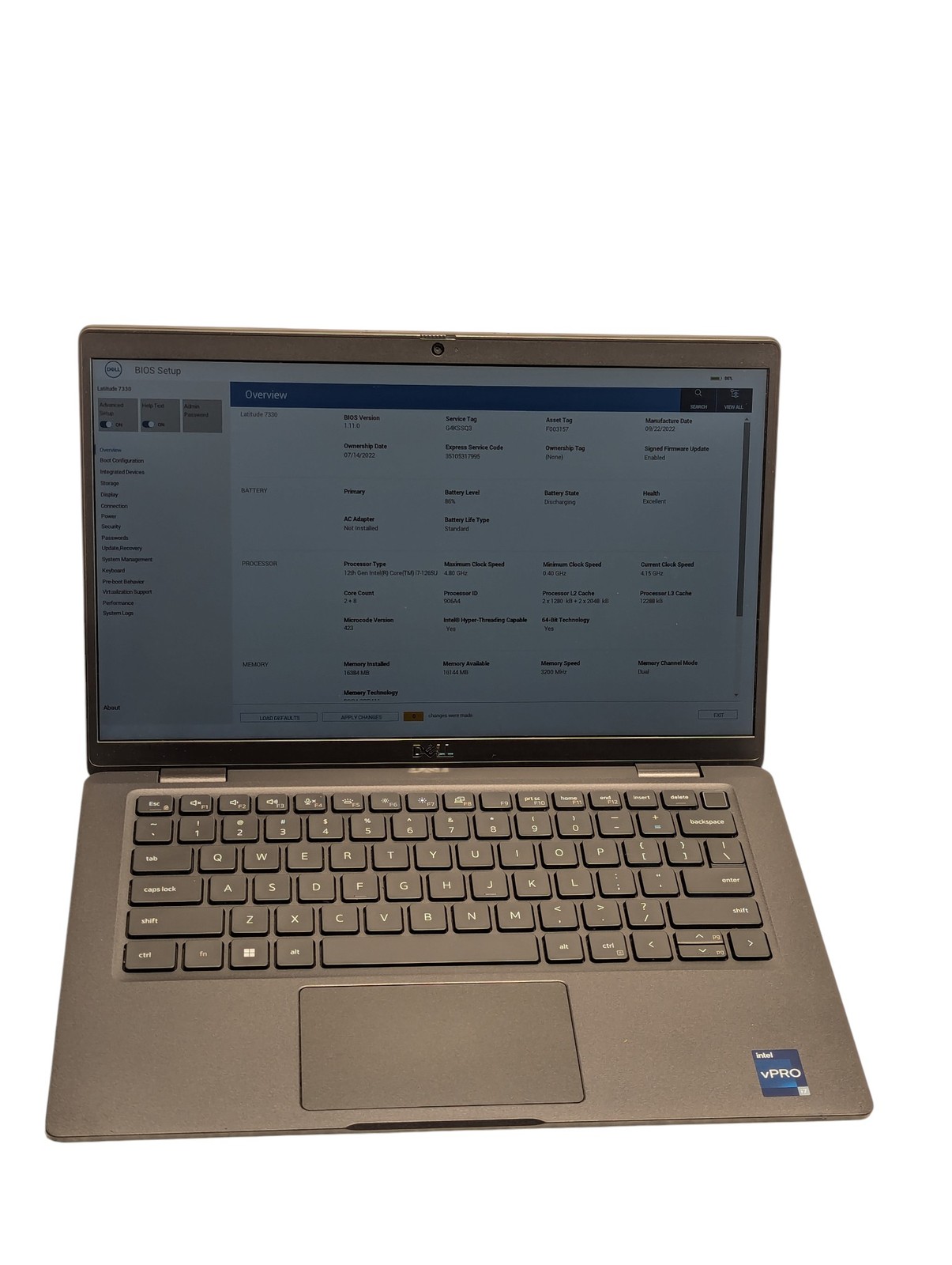 Dell Latitude 7330 I7-1265u 13.3" 16GB RAM 256GB SSD Grade D