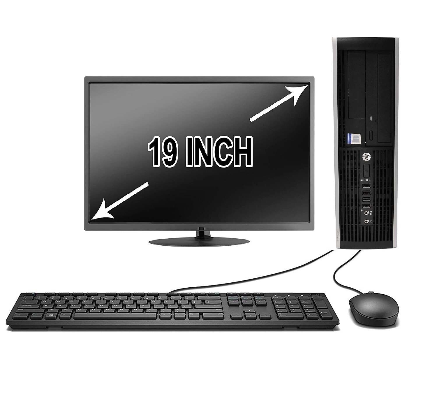 HP Elite G1 Desktop PC 16GB 19" LCD Monitor WiFi ready Windows 10 