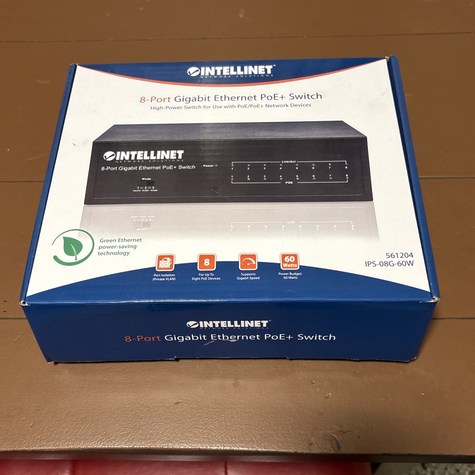Intellinet 561204, 8-Port Gigabit Ethernet PoE+ Switch IPS-08G-60W