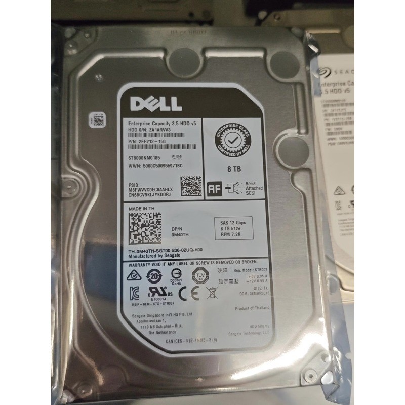 Dell 0M40TH ST8000NM0185 8TB 7.2K SAS 12Gbps 3.5" Enterprise Server HDD90+Health