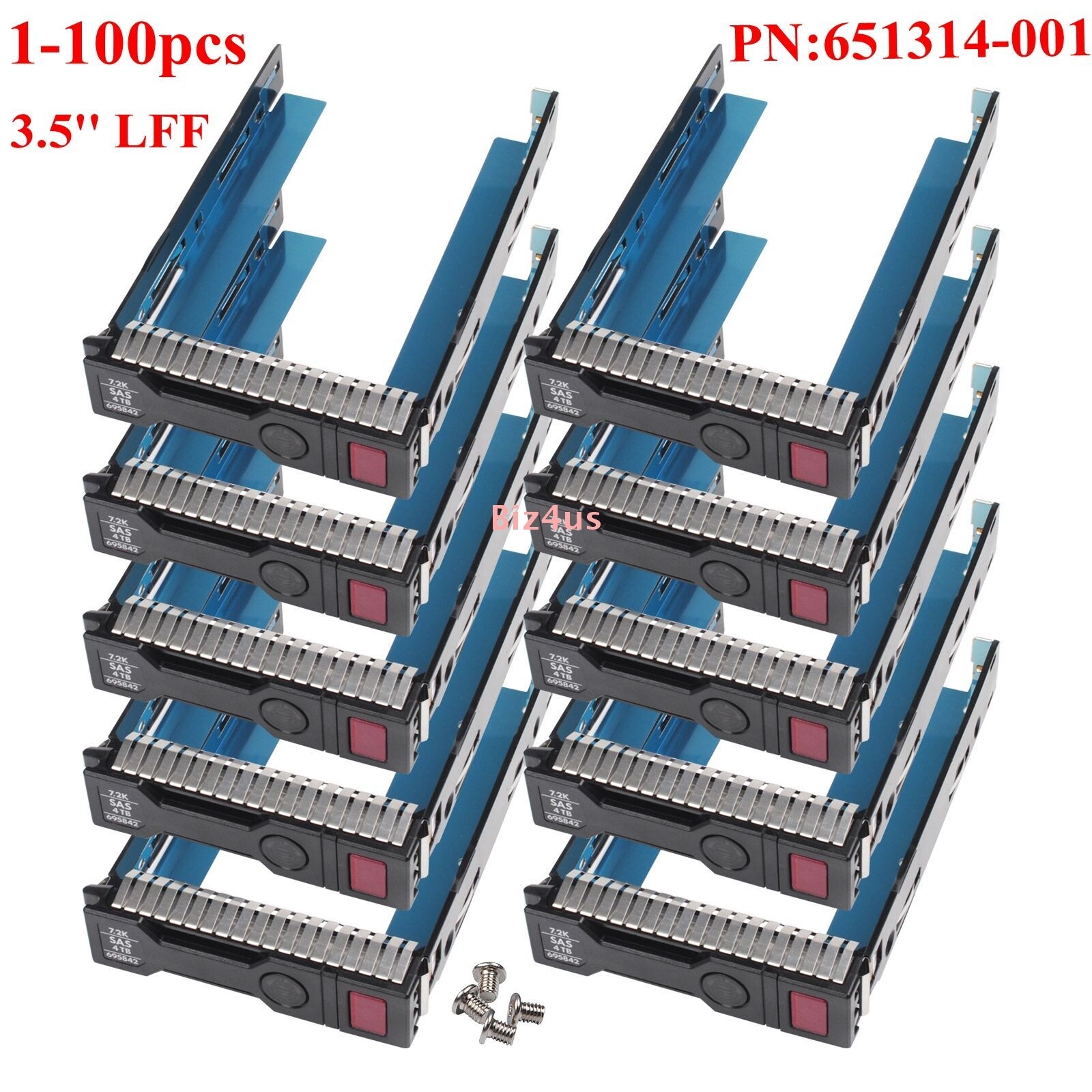 Lot 651314-001/651320-001 3.5" Hard Drive Caddy Tray w/Chip +Screws For HP G9 G8